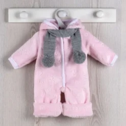 Así-dukkeklær - Lyserosa fleecedrakt, 43 cm