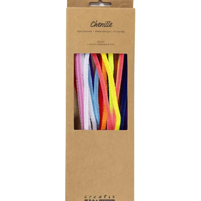 Chenille Ø6 mm. - Fargerik, 25 stk