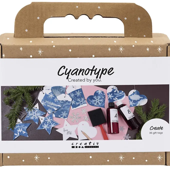 Cyanotypi (lysprint) - Lag julegavelapper, 36 stk.