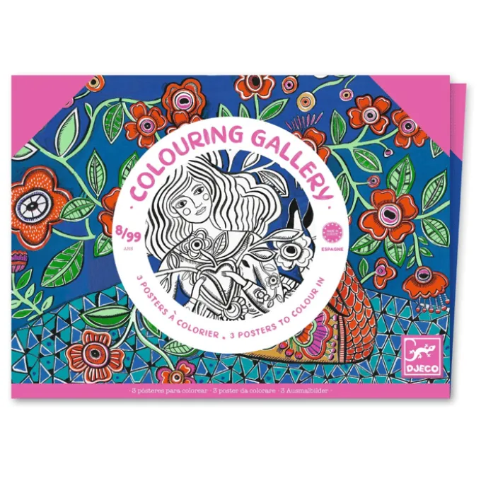 Fargeleggingsplakater - Blomster, 3 stk