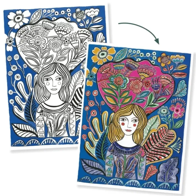 Fargeleggingsplakater - Blomster, 3 stk