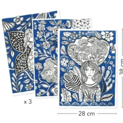 Fargeleggingsplakater - Blomster, 3 stk