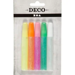 Glitterlim 10 ml. - Pastellfarger, 5 stk