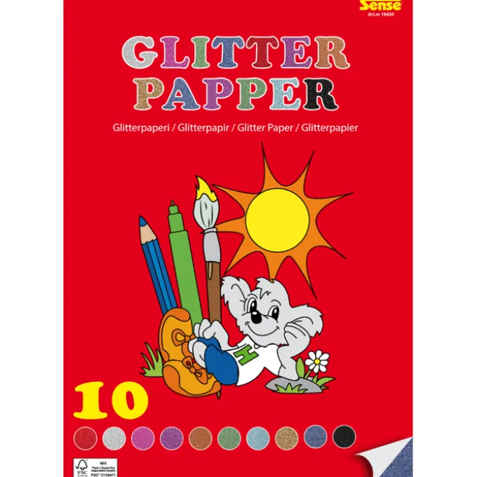 Glitterpapir A4 - 10 ark