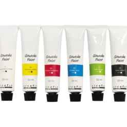Gouache-maling 20 ml. - Basisfarger, 6 stk.
