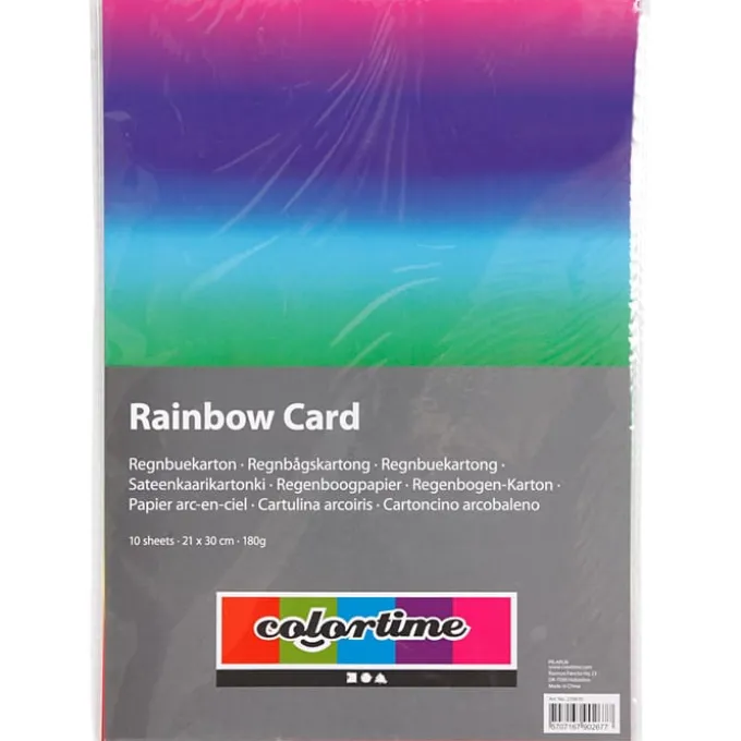Kartong A4 - Regnbuefarger, 10 ark