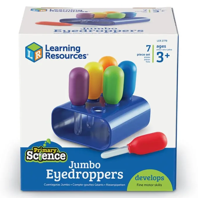 Kjempe pipetter med stativ, 6 stk.