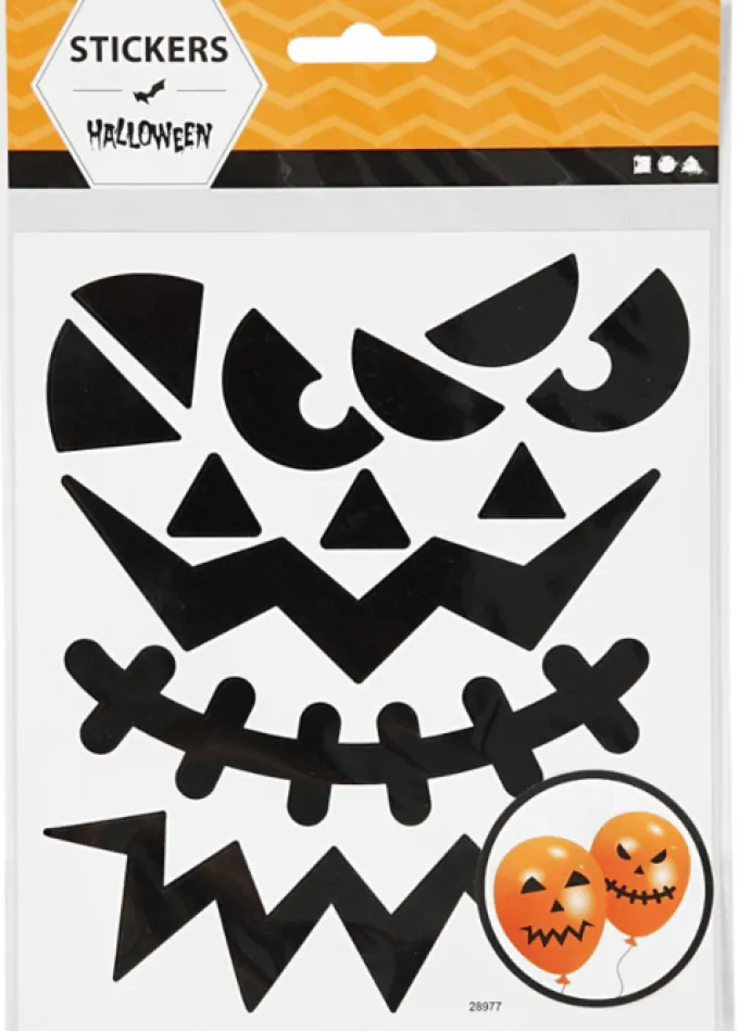 Klistremerker - Halloween, ansikter, 1 ark