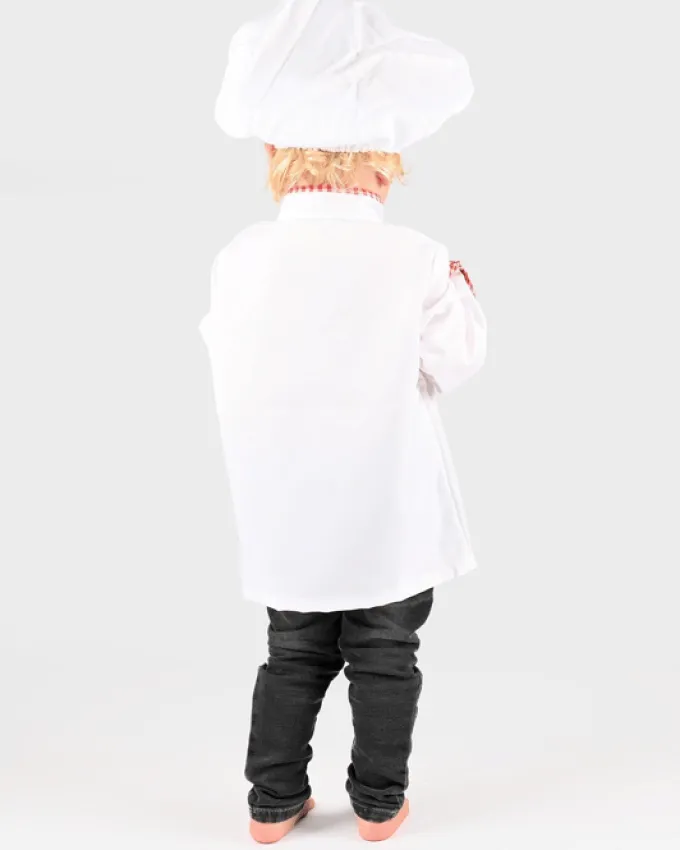Kokkejakke og lue, str. 4-6 år