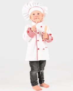 Kokkejakke og lue, str. 4-6 år