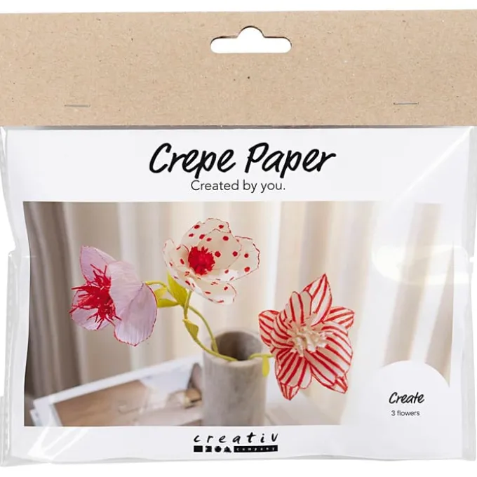 Kreppapir mini - Blomster med fargemagi, 3 stk.