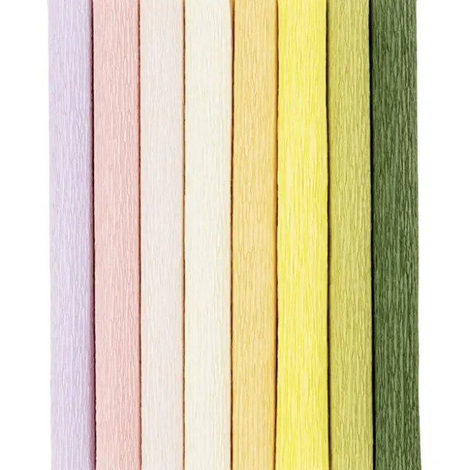 Krepp-papir m. strek - Pastell, 8 ark