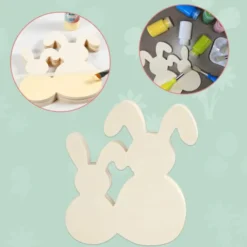 Mal påskeharer i tre - B: 16 cm.
