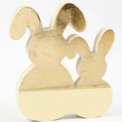 Mal påskeharer i tre - B: 16 cm.