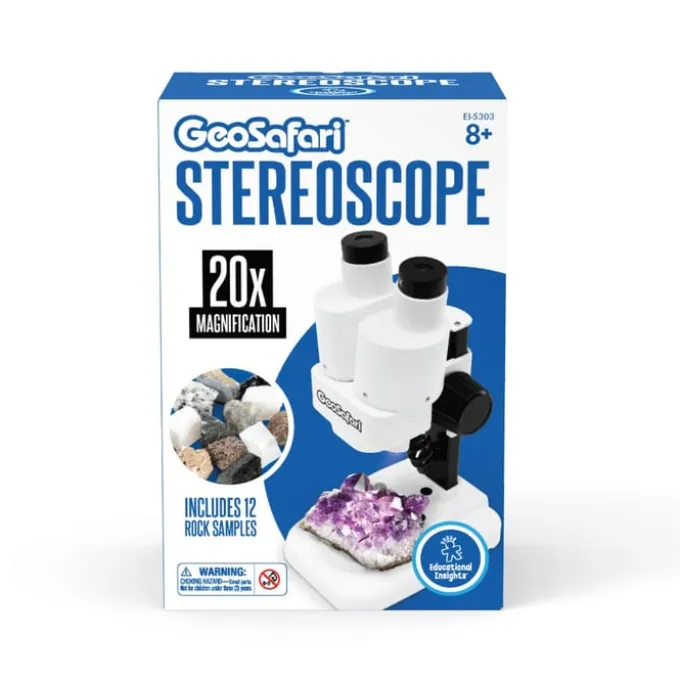 Mikroskop, Stereo 10-20x - Inkl. 12 stenprøver