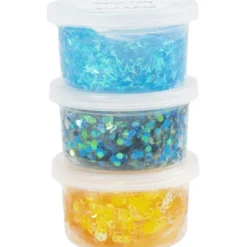 Paljettleire 3 x 60 g - Blå og gul