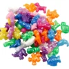 Plastperler - Figurmiks dyr, 55 gr. (ca. 32 stk)