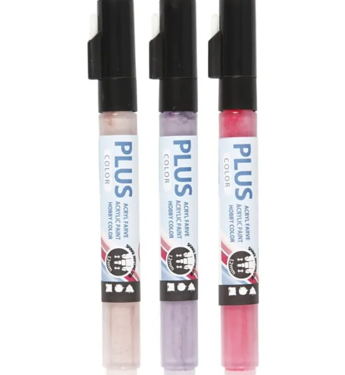 Plus Color tusjer - Lys rosa/Lilla/Rosa, 3 stk.