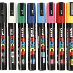 Posca tusjer PC-5M - Basisfarger, 8 stk.