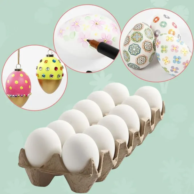 Påskeegg av plast, 12 stk. - H: 6 cm.
