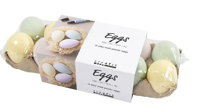 Påskeegg i plast - Pastell, 12 stk