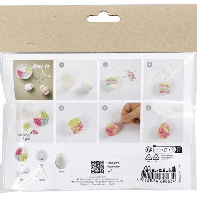 Påskepose - Lag Pearl Clay påskeegg, 2 stk