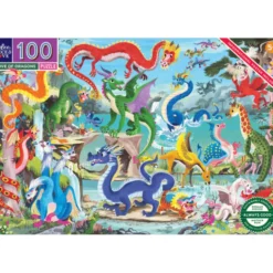 Puslespill med 100 brikker - Dragenes verden