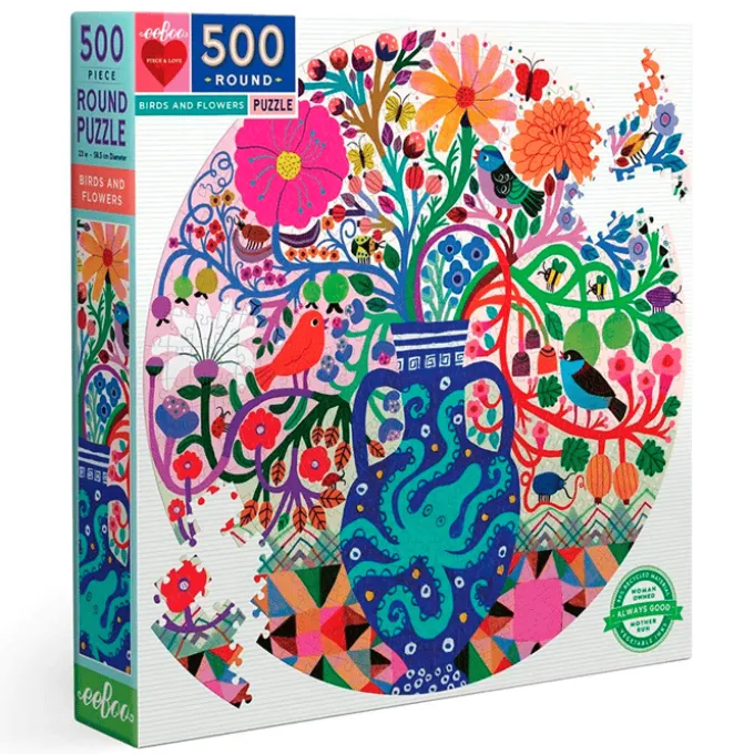 Puslespill med 500 brikker - Fugler og blomster