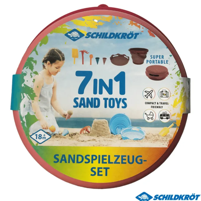 Sandlek - Bøttesett med 7 deler - Rød