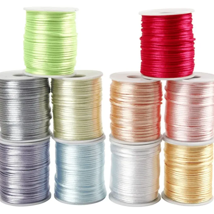 Satengsnor Ø2 mm, 50 m - Pastellfarger, 10 stk