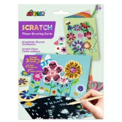 Scratch gratulasjonskort - Blomster, 3 stk.