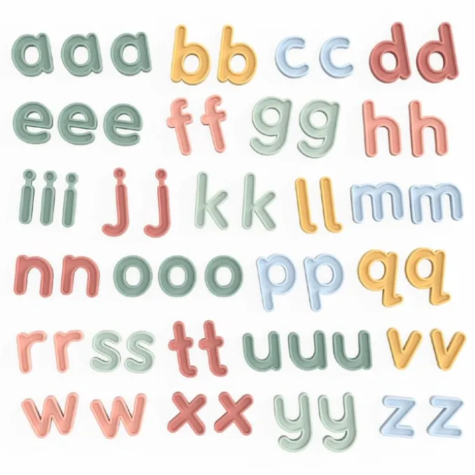 Små bokstaver av silikon a-z, 57 stk.