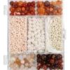 Smykker startsett - Agater, beige/brun/hvit