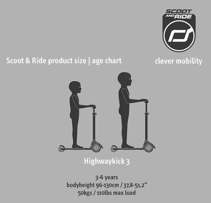 Sparkesykkel - Highwaykick 3 m. LED, Kiwi