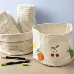 Stoffkurv Ø20 cm - Dekorér selv, 2 stk.