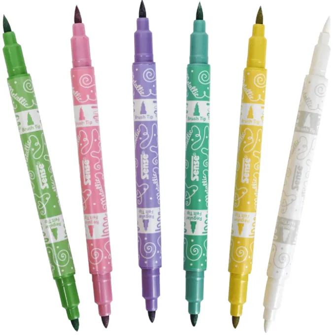 Twin Markers - Metalliske, 6 stk