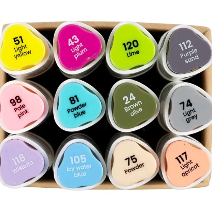 Twin Markers - Pastell, 12 stk.